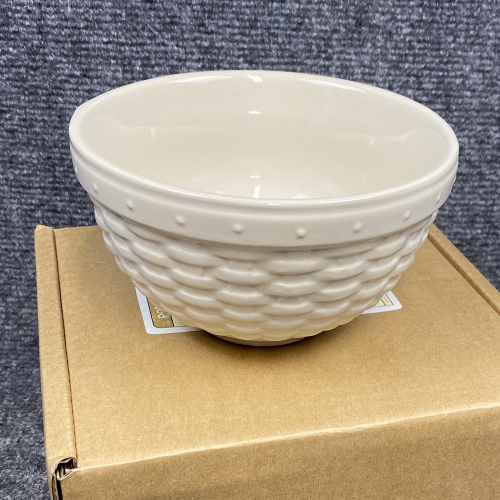 Longaberger Pottery Bowl 5" NIB Woven Reflections Ivory 3168390 Basket Weave